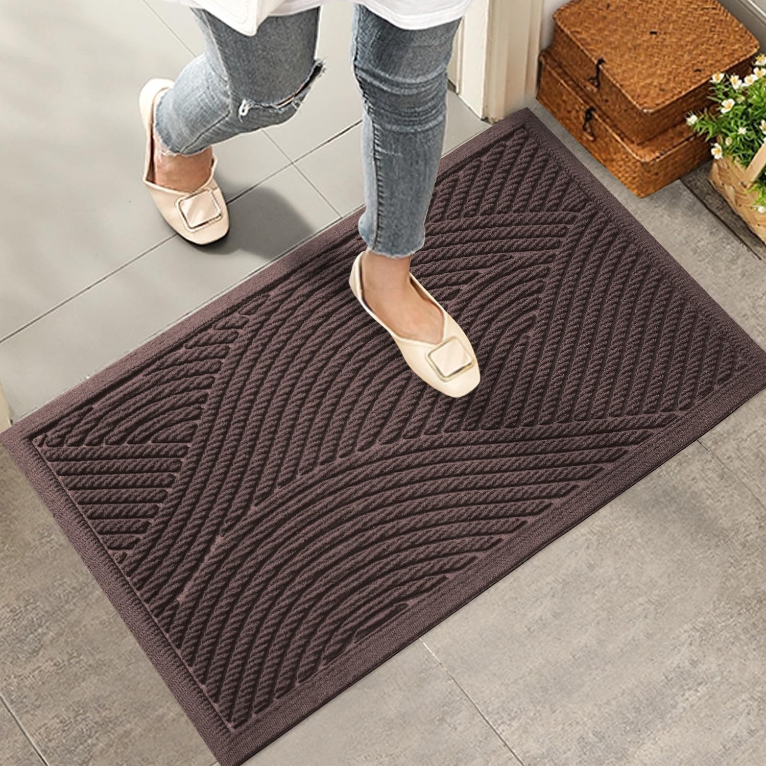 Sturdy Front Door Mat for Indoor Outdoor Use, Non-Slip Design