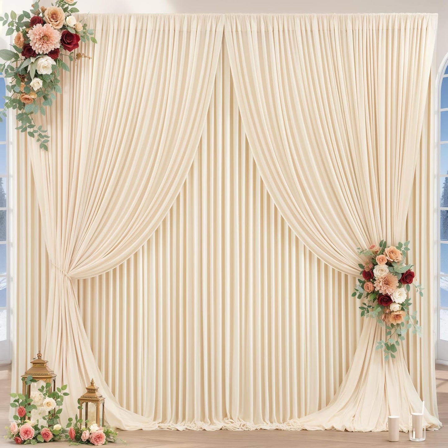 16x10FT Champagne Backdrop Curtains for Elegant Celebrations