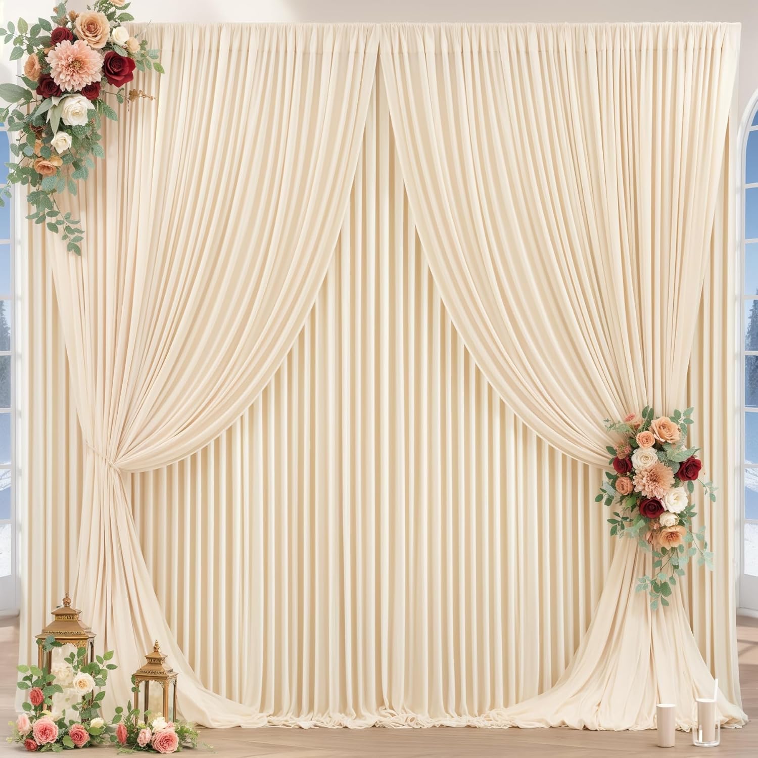 16x10FT Champagne Backdrop Curtains for Elegant Celebrations