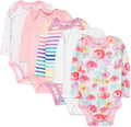 baby-girls 5-pack Long Sleeve Bodysuits 100% Organic Cotton - Soft