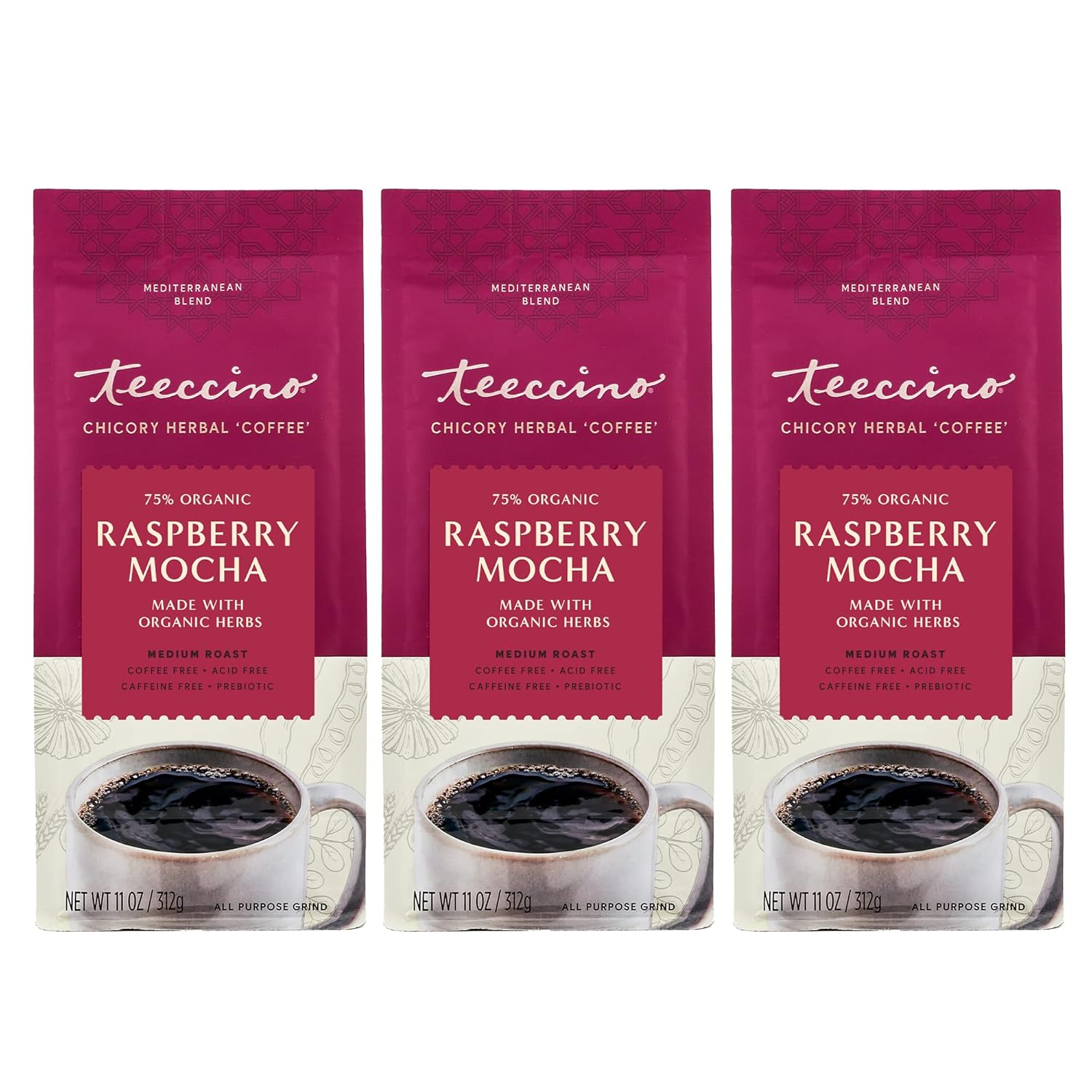 Teeccino Raspberry Mocha Herbal Coffee Alternative - Ground 11oz