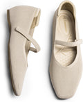 Women Mary Jane Square Toe Flats with Arch Support - Knit Comfort