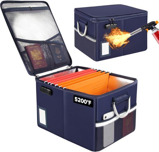 TOMKID 5200F Fireproof Document Box for Secure Storage