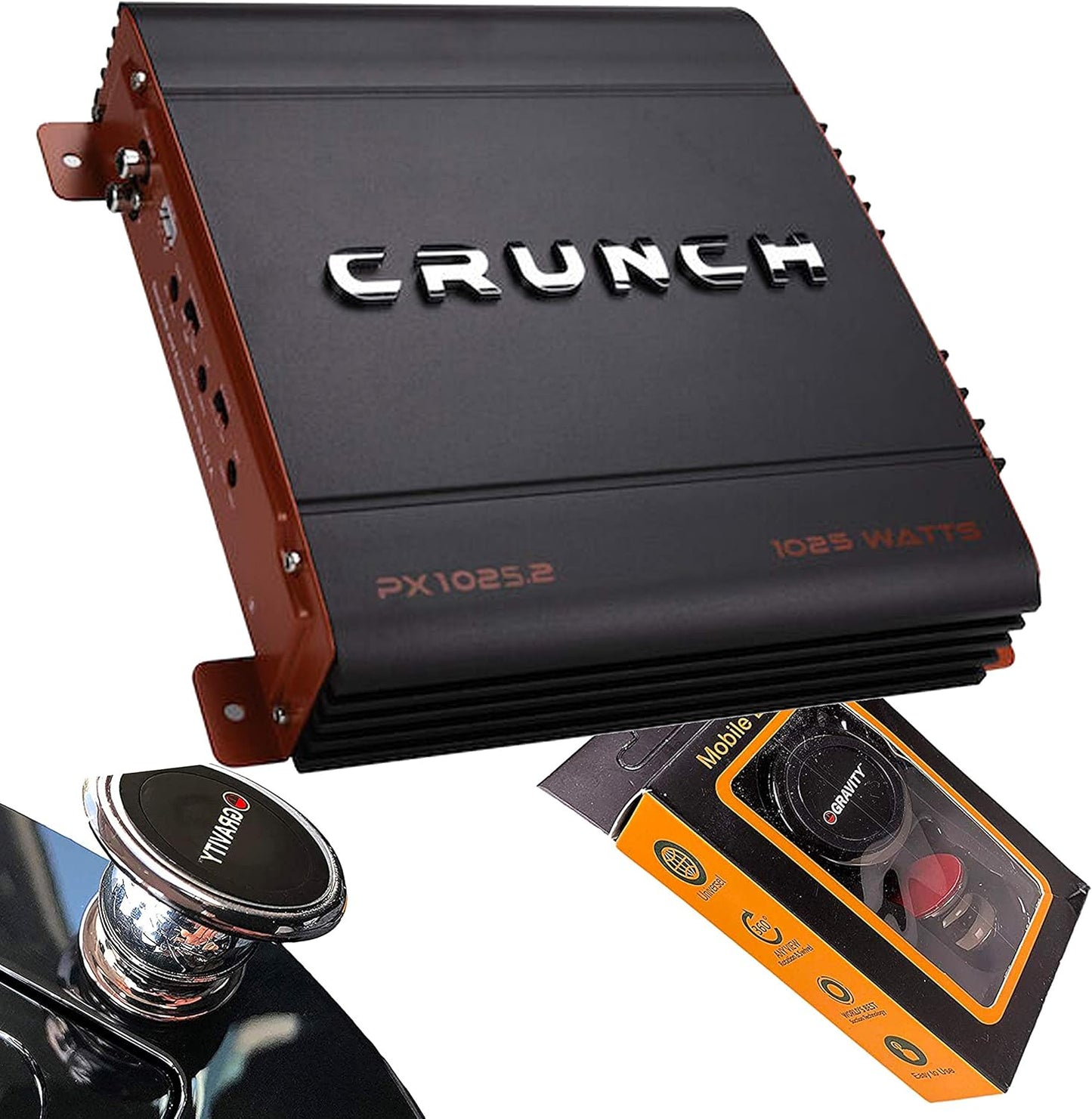 1000W Crunch Car Amp + Gravity Magnet Holder Bundle