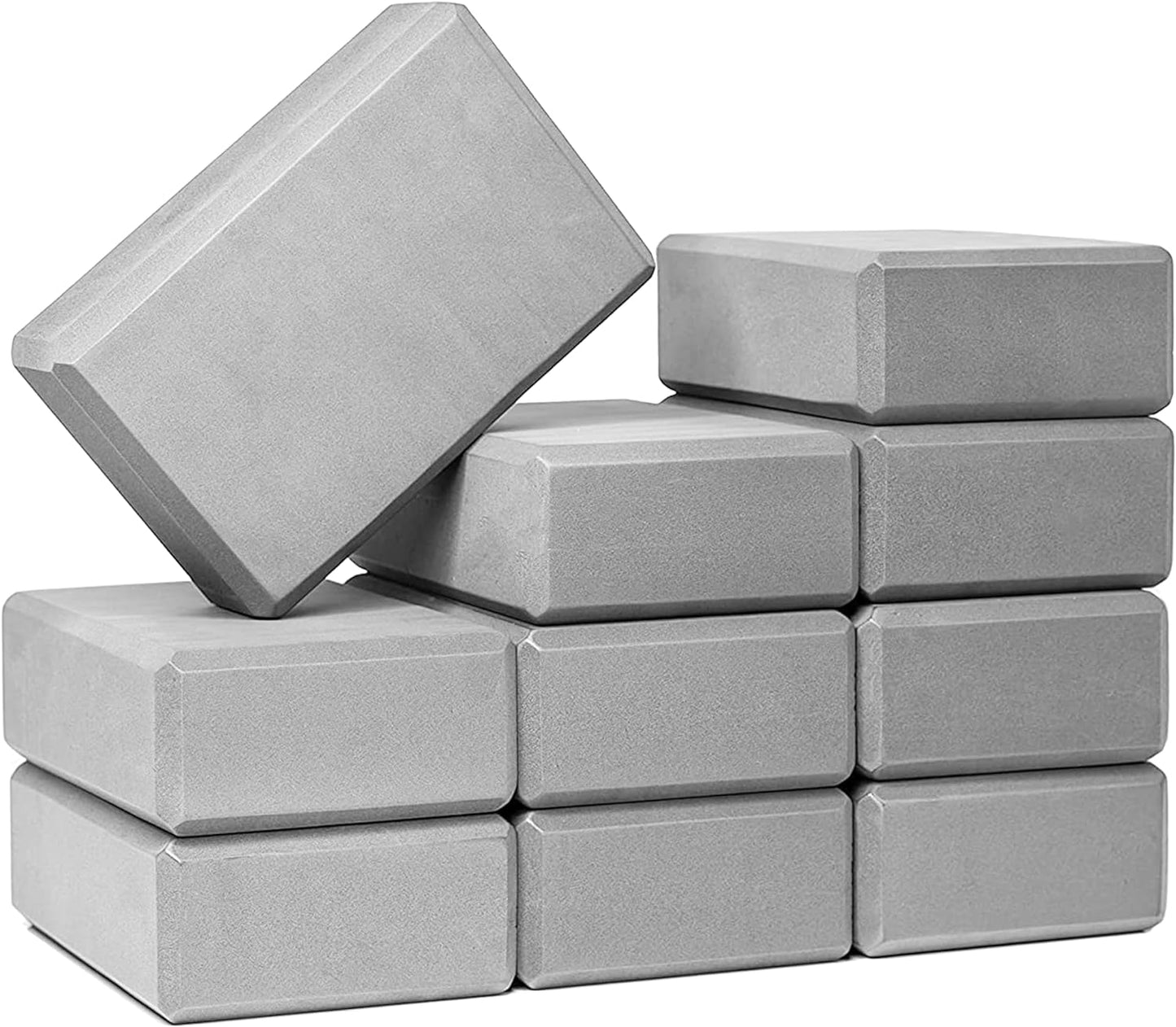 Bulk 10-Pack Firm Yoga Blocks - Supportive Balance Foam for Yoga, Pilates, Stretching - 3x6x9