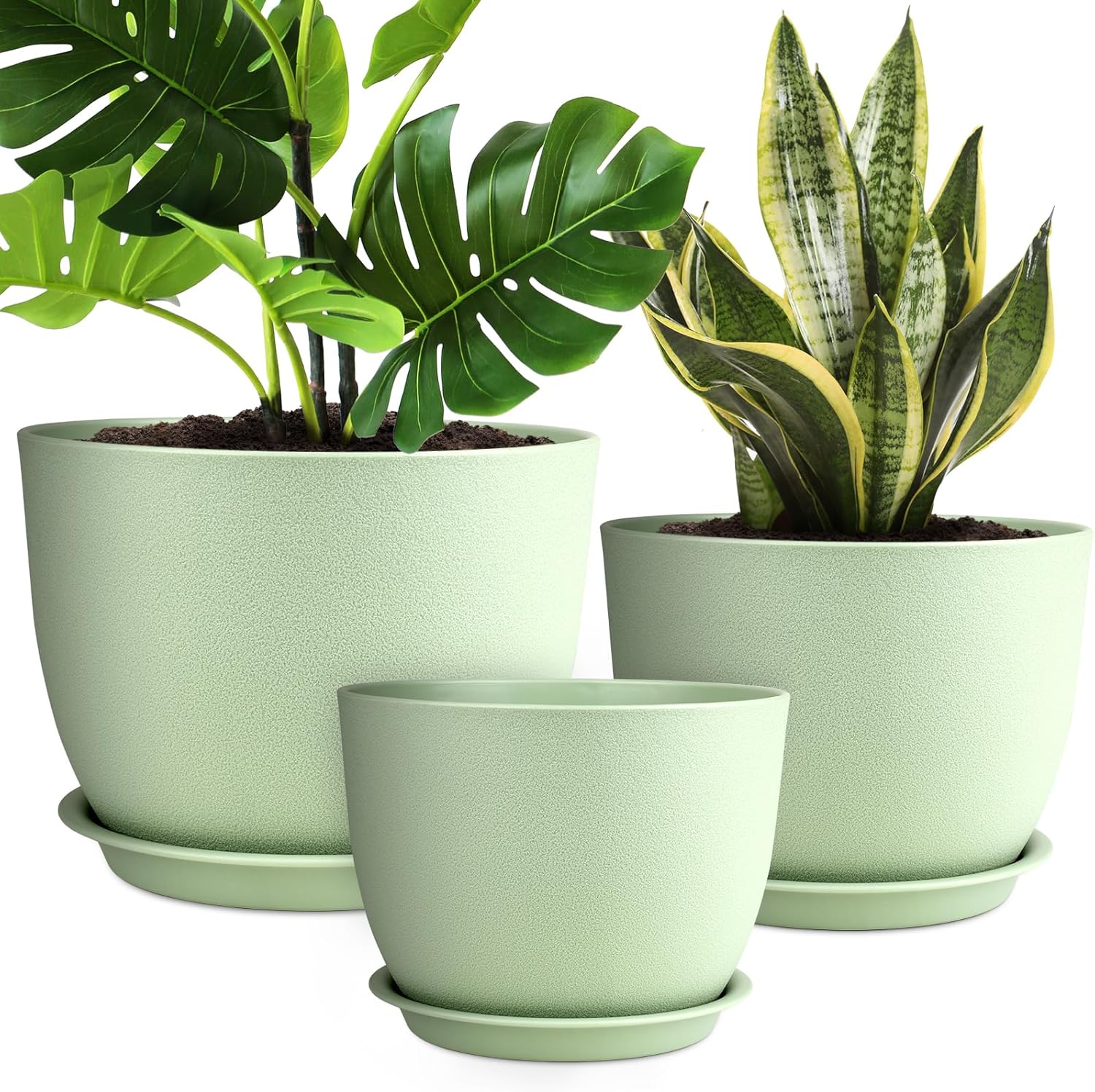 Plant Pots Set of 3 with Multi Mesh Drainage Holes for Gardens