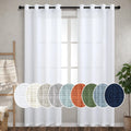 White Linen Curtains 78 in Long Semi Sheer Panels - Light Filtering
