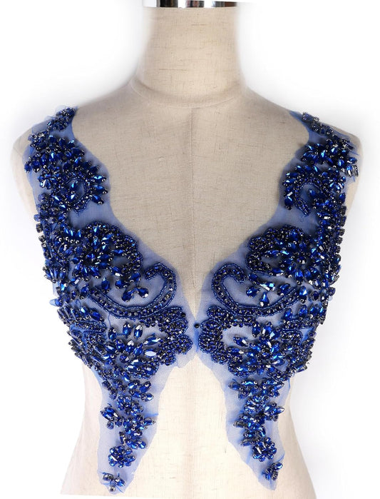 Luxury Look Shiny Rhinestone Pair Applique Patch for Dress