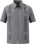 Men's Short Sleeve Guayabera Shirts for Men Cuban Zipper Casual