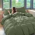 100% Linen Queen Duvet Cover Set - Cooling Natural French Flax