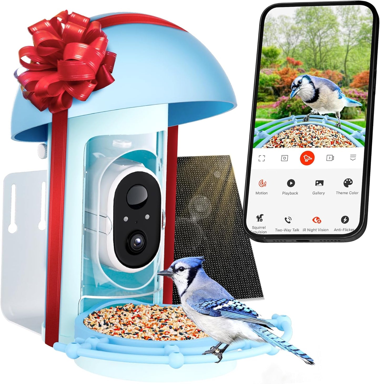 Smart Solar Bird Feeder with 1080P Camera