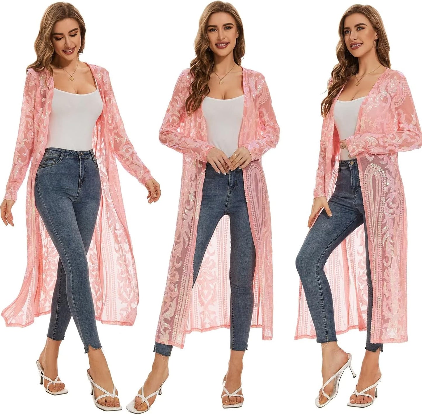 Women's Sequin Cardigan Summer Cover Up Dress for Evening Events