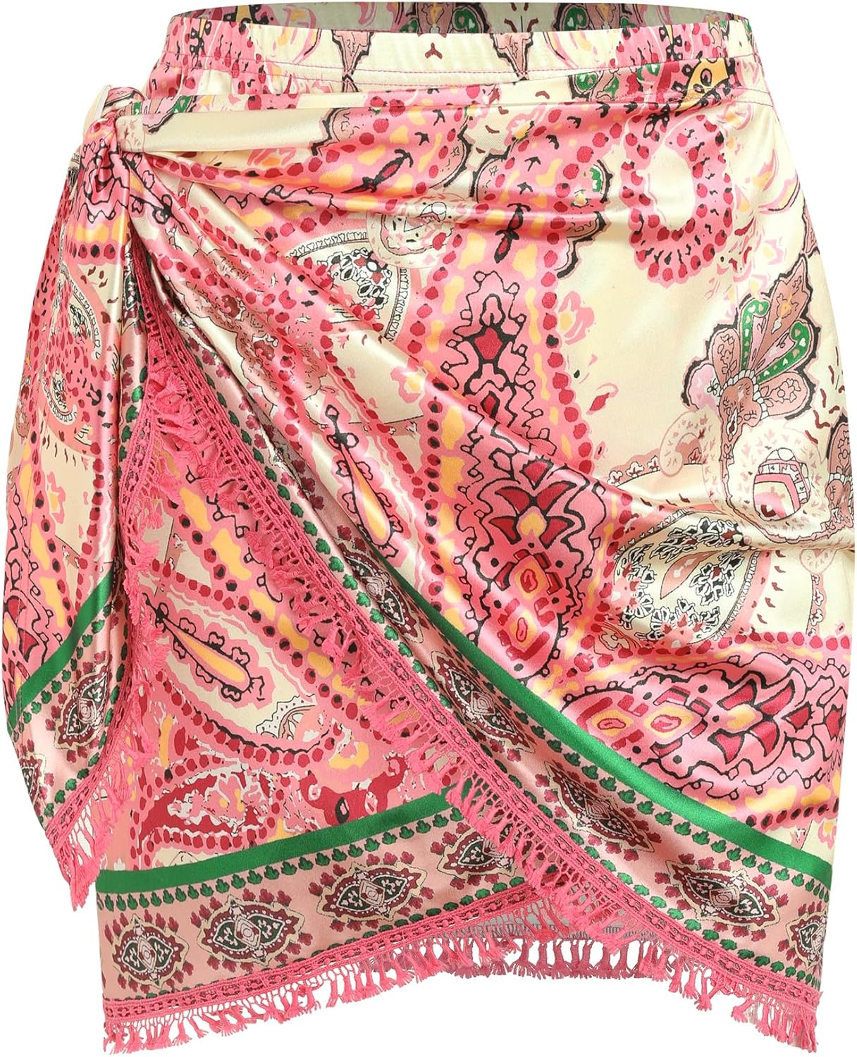 ZAFUL Slit Skirt for Women - Boho Print Casual Beach Mini Skirt