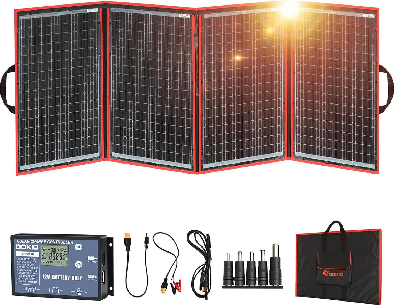 DOKIO 200W Portable Foldable Solar Panel Kit for RV Camping