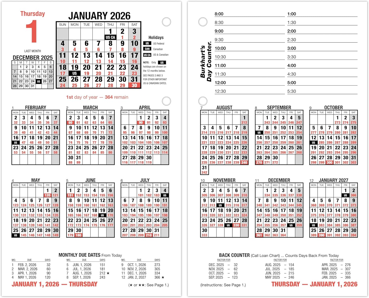 AT-A-GLANCE 2026 Desk Calendar Refill for Daily Planning