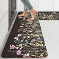 Anti Fatigue Kitchen Mats Set of 2 - Cushioned Non Slip Floral Rugs