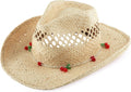 Straw Cowboy Hat - MIX BROWN Cowgirl Western Hat with Decorative Band