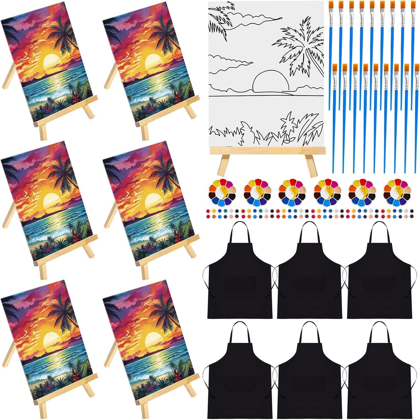 Sip and Paint Set with Pre Drawn Canvas for Fun Gatherings