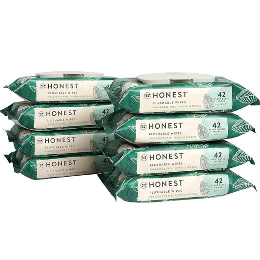 The Honest Co. Plant-Based Flushable Wipes | 99% Water, EWG Verified | Hypoallergenic & Safe