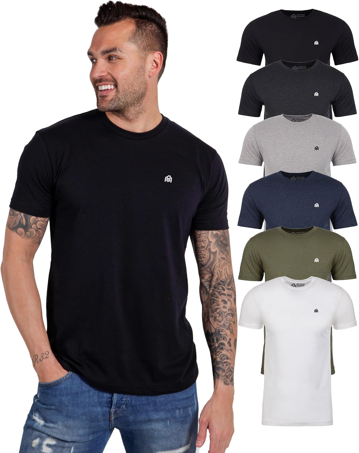 INTO THE AM Mens T Shirt with Logo - Soft Fitted Comfort Tees