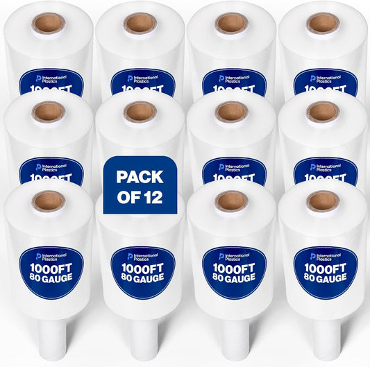 12 Pack of 5in Plastic Stretch Film Wrap for Easy Moving
