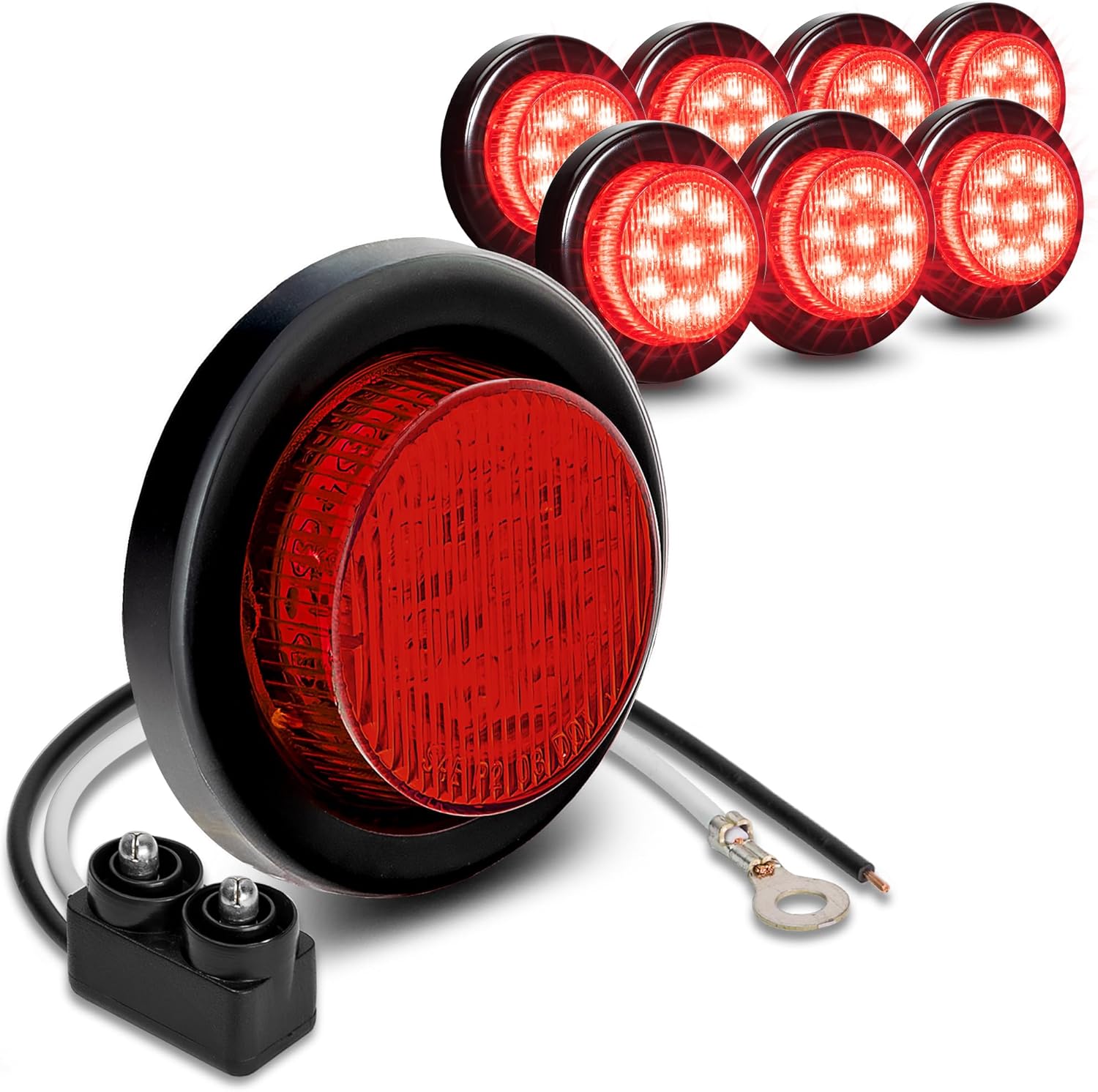 TRUE MODS 8pc 2in 12V Red Round LED Clearance Side Marker Lights