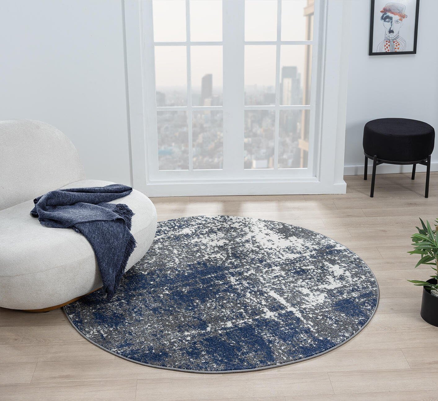 Keen Home Design Area Rugs - 10ft Round Non-Shedding Abstract