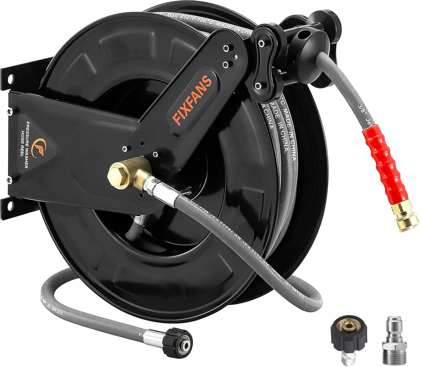 Pressure Washer Hose Reel with 50 FT Hose for Hot and Cold Water