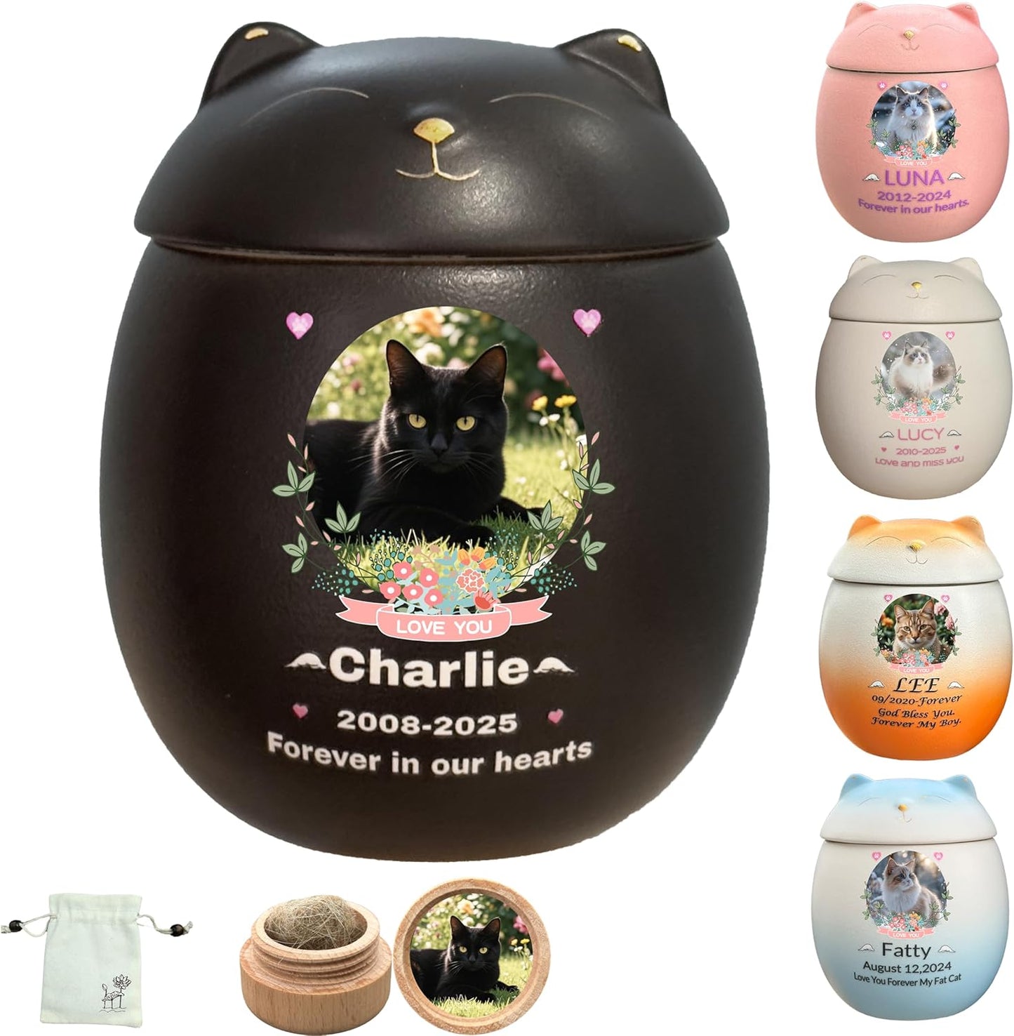 Custom Cat Urn for Ashes - Personalized Ceramic Pet Urn