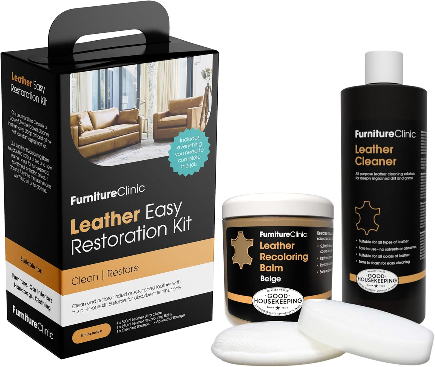 Leather Easy Restoration Kit for Scratched and Faded Furniture