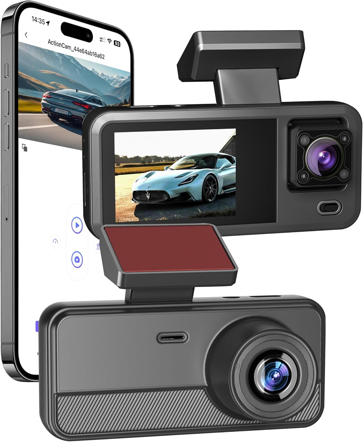 1080P Dual Channel Dash Cam: WiFi, Night Vision
