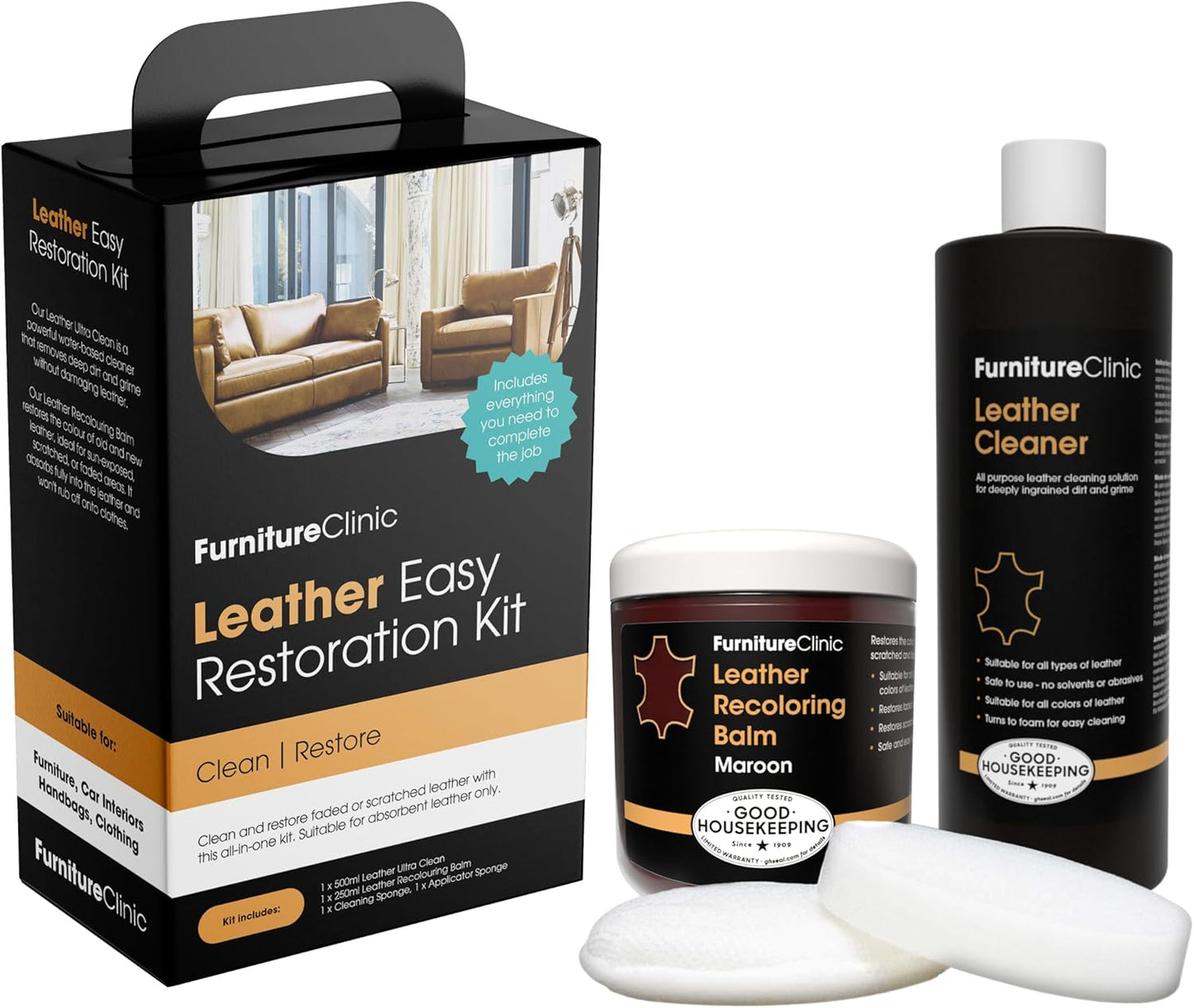 Leather Easy Restoration Kit for Scratched and Faded Furniture