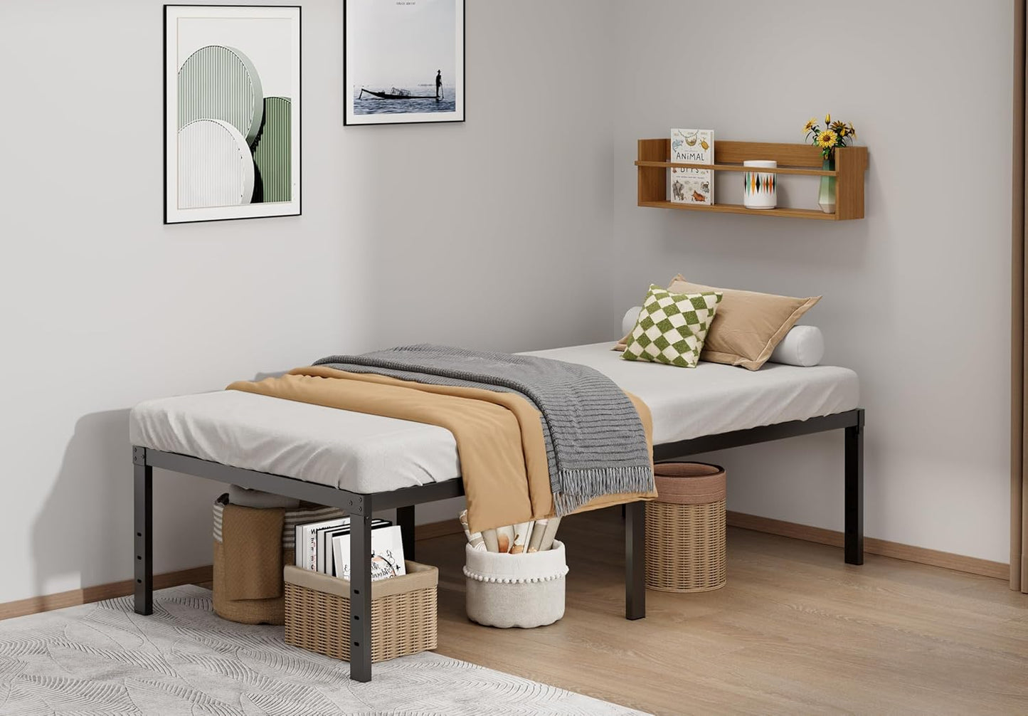 Heavy-Duty Twin XL Metal Bed Frame for Stylish Bedrooms