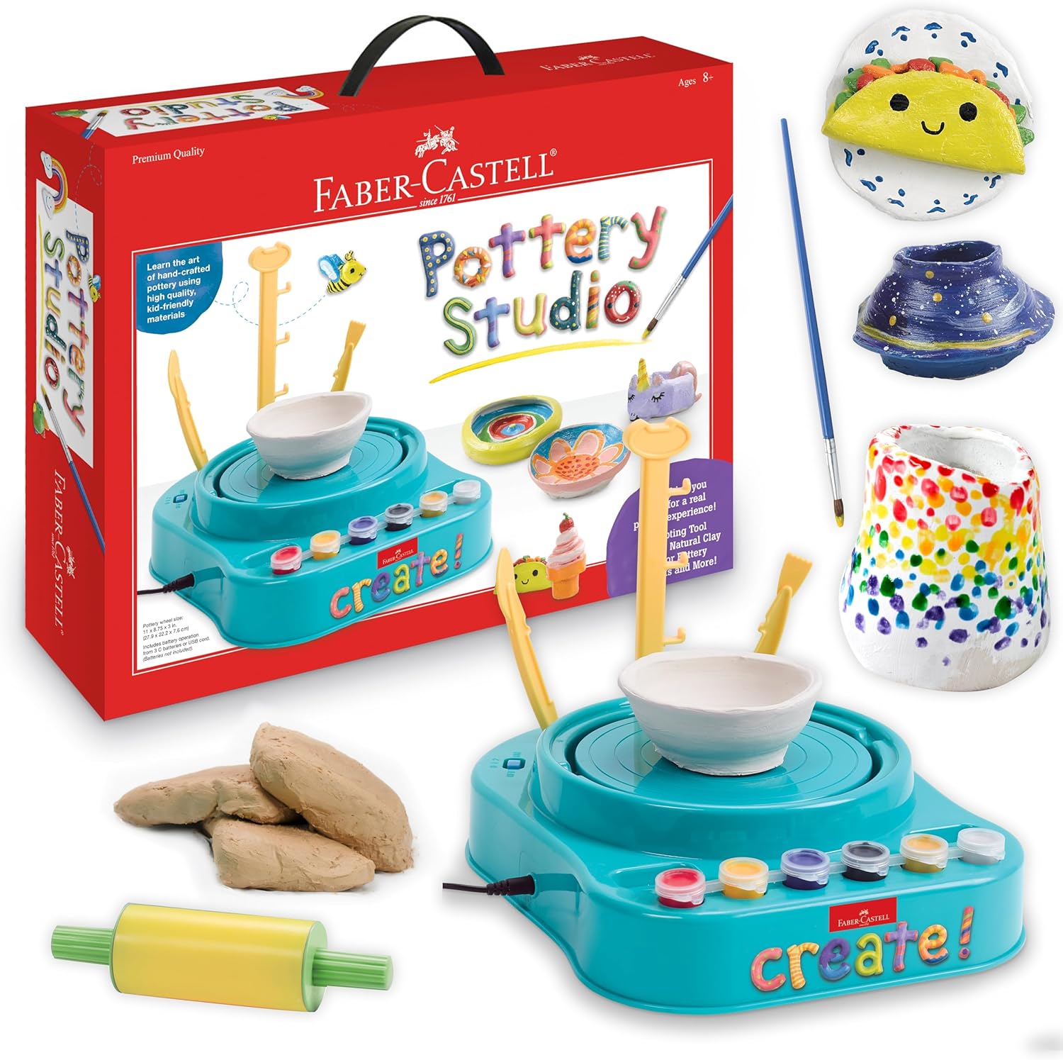 Faber-Castell Pottery Studio Complete Pottery Wheel Kit for Kids