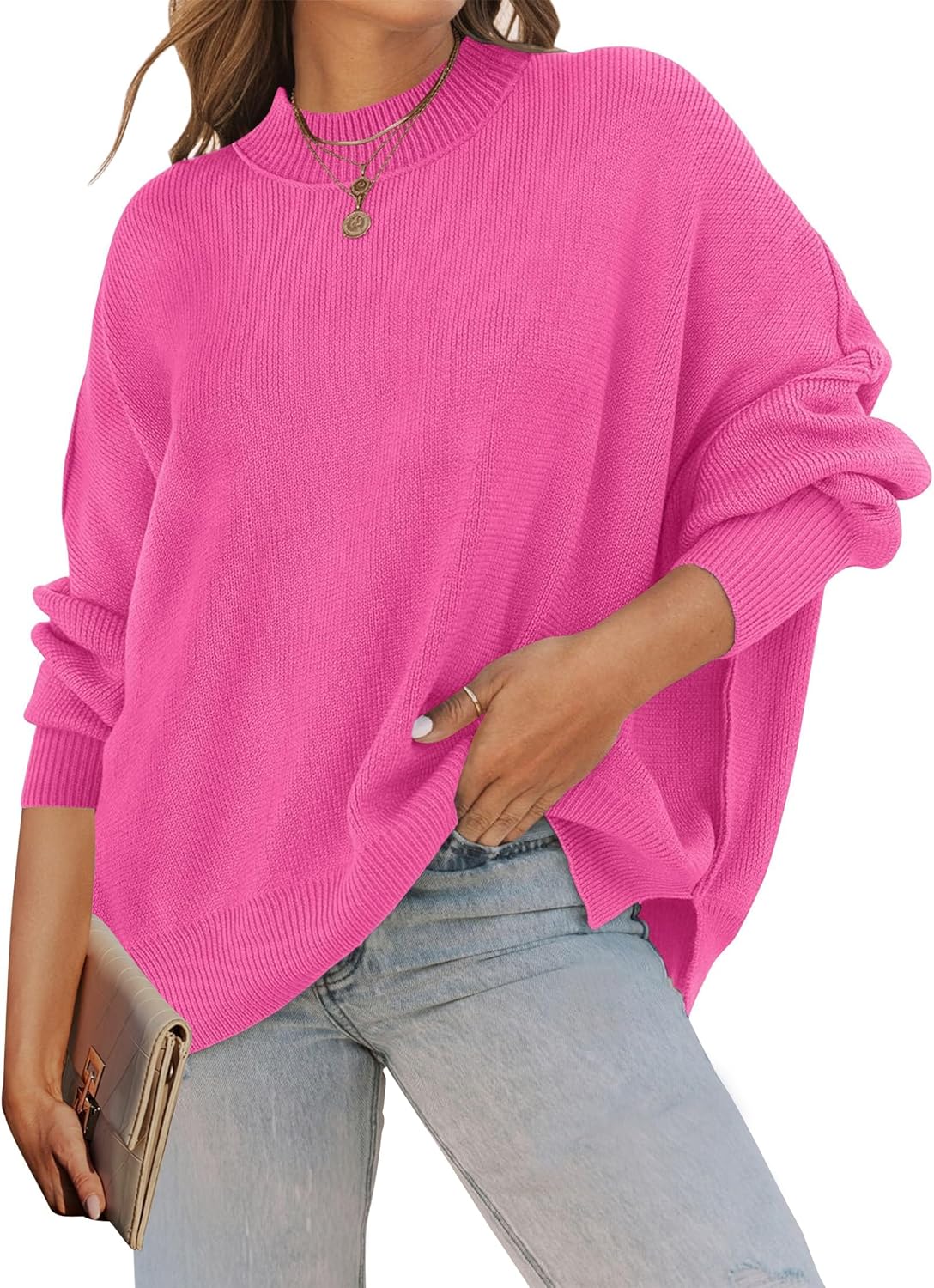 ZESICA Women's Casual Long Sleeve Oversized Knit Sweater Tops