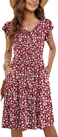 WNEEDU Women Summer Dress Sleeveless Midi Swing - Flattering Everyday