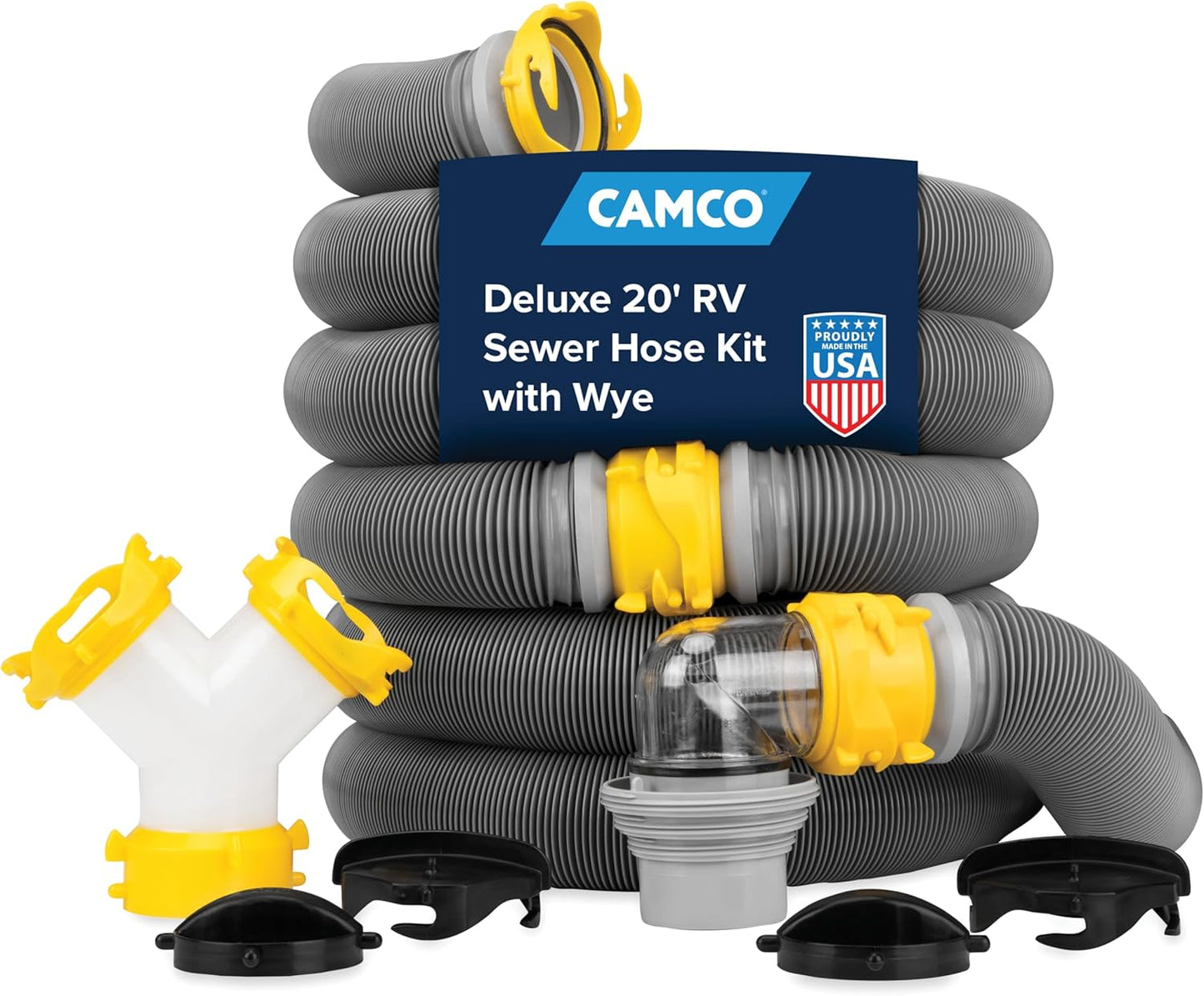 Camco Deluxe 20ft Sewer Hose Kit with Swivel Fittings and Wye