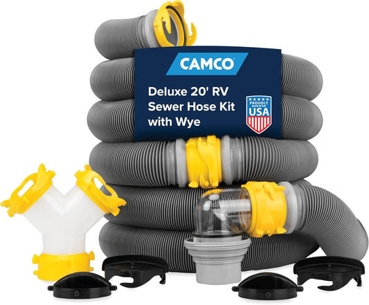 Camco Deluxe 20ft Sewer Hose Kit with Swivel Fittings and Wye