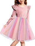 Toddler Velvet Tutu Dress with Star Tulle - Long Sleeve Ruffle 2-6Y