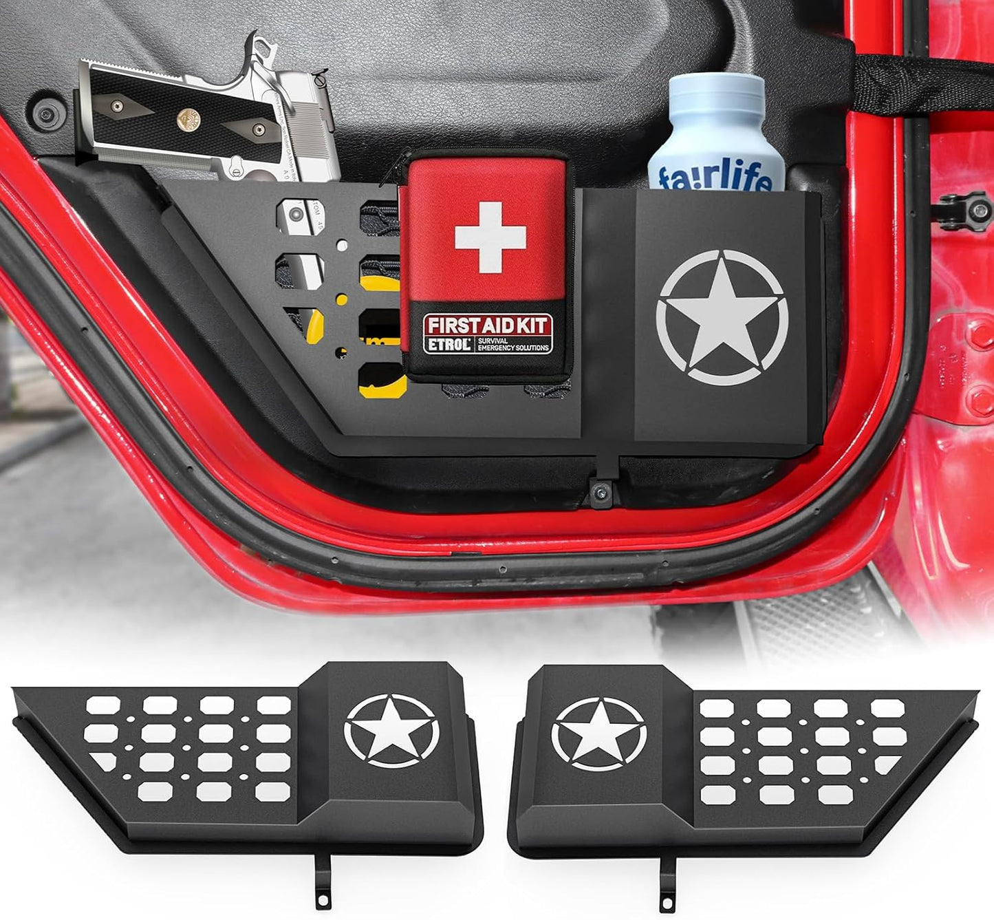 Metal Rear Door Storage Box Pockets for Jeep Wrangler JL JLU