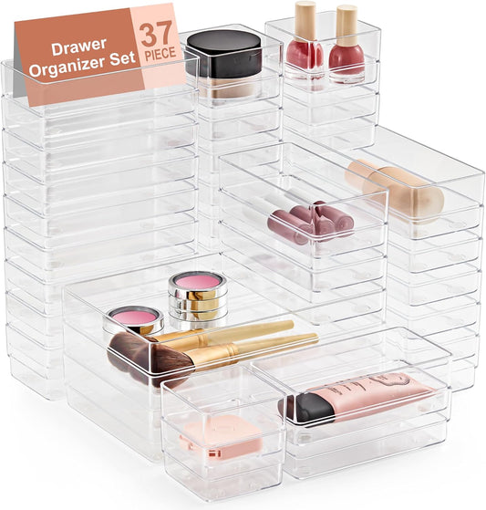 SMARTAKE 37-Piece Drawer Organizer for Customizable Storage