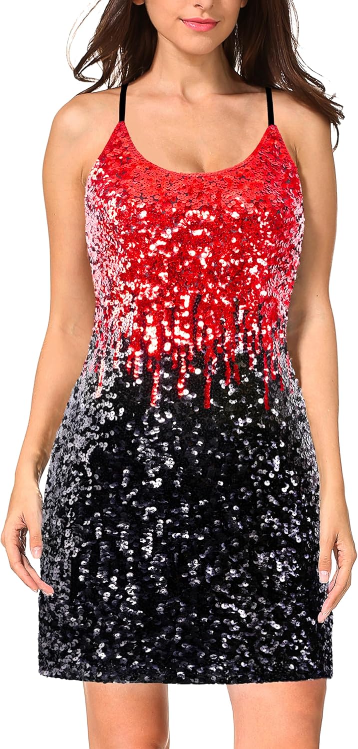 MANER Women's Glitter Sequin Dress for Sparkle Party Events
