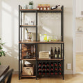 Kitchen Microwave Bakers Stand Wine Rack with Power Outlet - Tall 35in