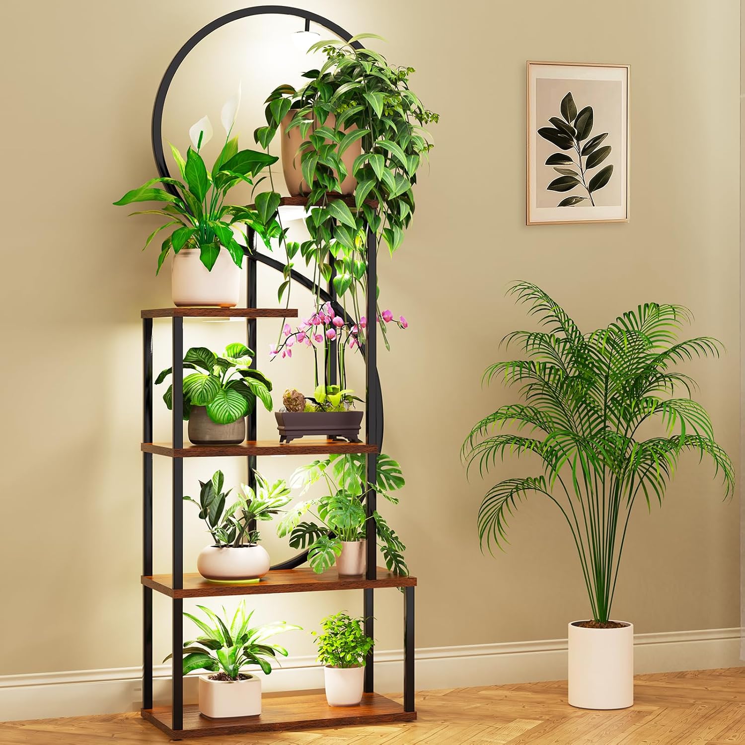 Indoor Plant Stand with Grow Lights for Home Decor and Display