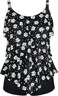 Women's Ruffle Tankini Two-Piece Set - Boyshort Swimwear