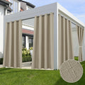 Linen Outdoor Curtains for Patio 4 Panels Taupe - Weatherproof Privacy