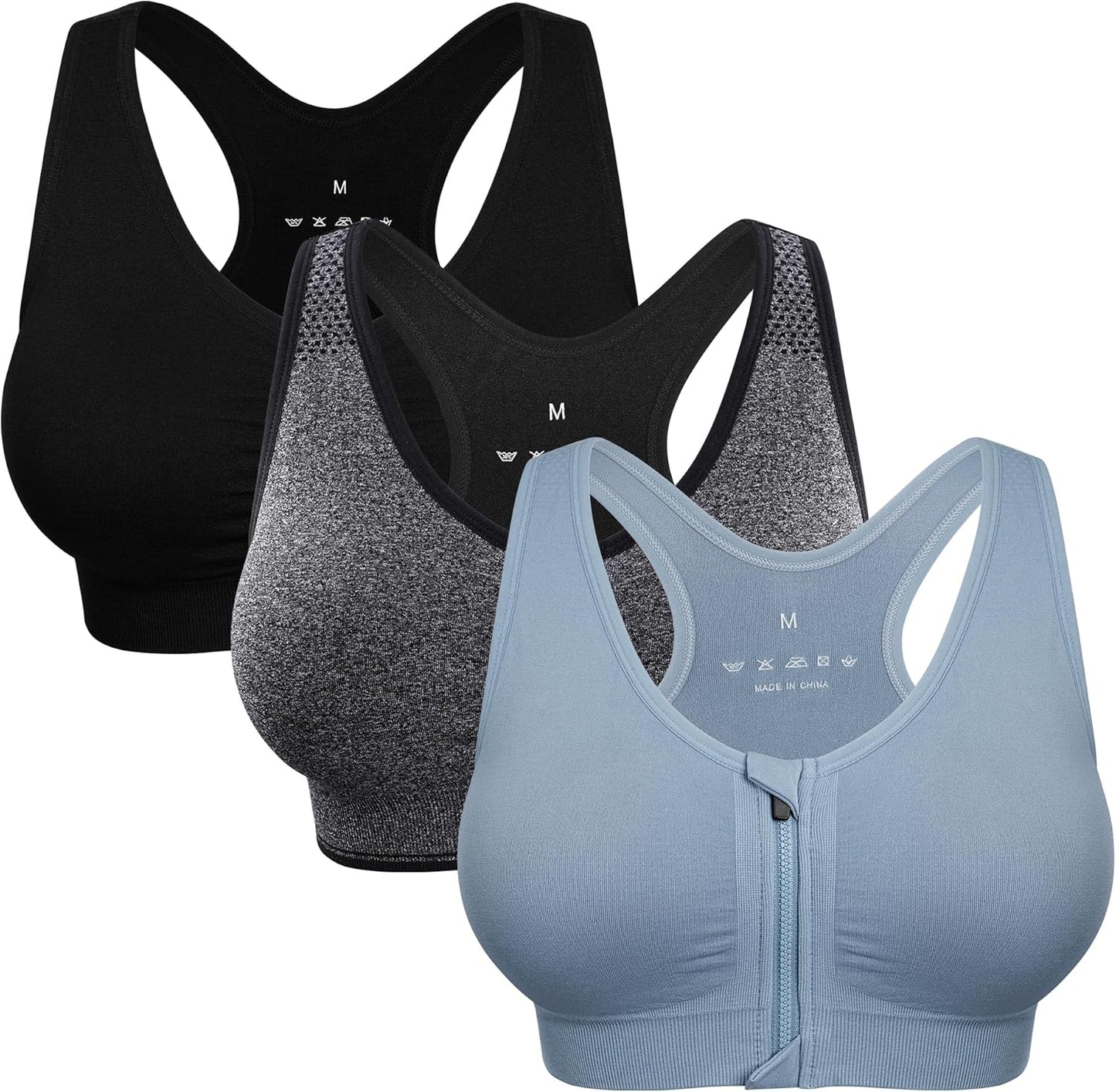 WANAYOU Women's Zip Front Sports Bra for Active Lifestyle