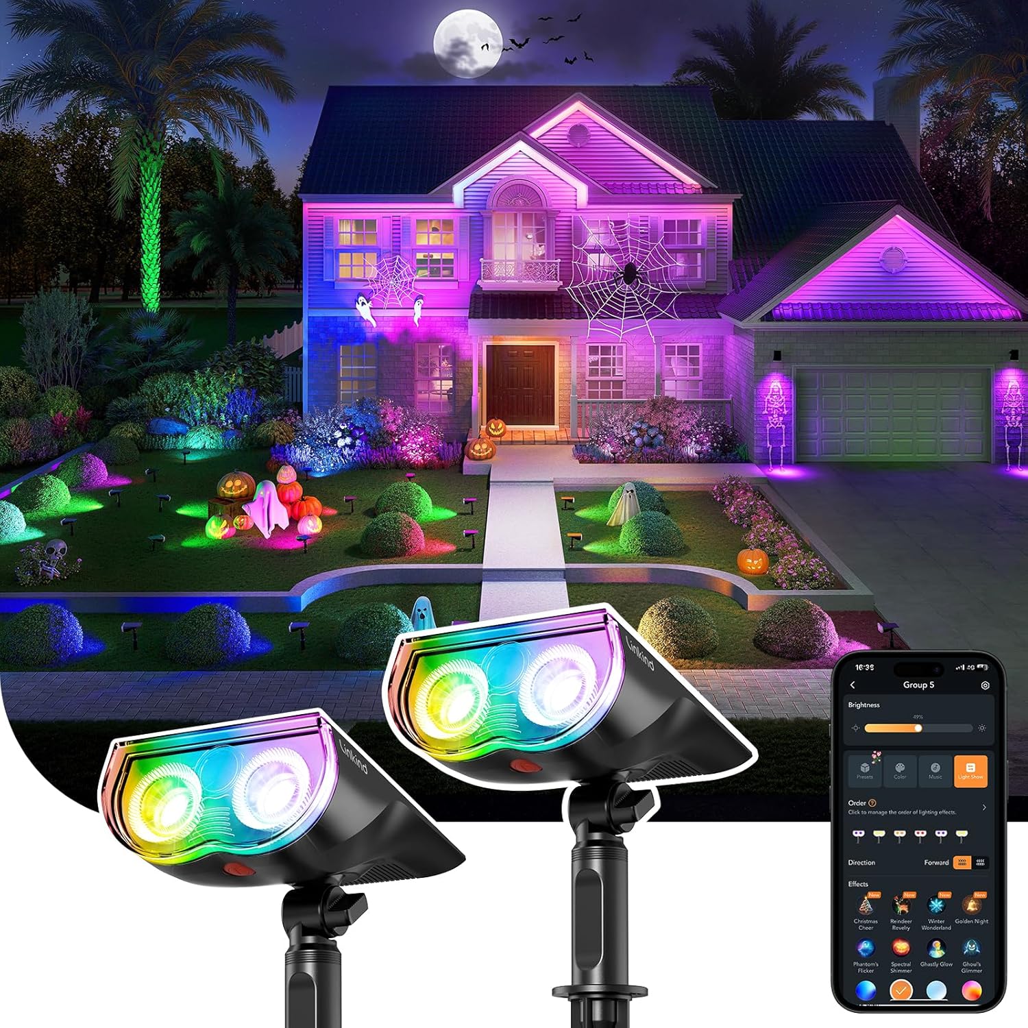 Linkind Smart Solar Spot Lights Outdoor for Color Changing Fun