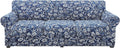 Couch Cover Floral Pattern Stretch Sofa Slipcovers - 4 Piece Fit