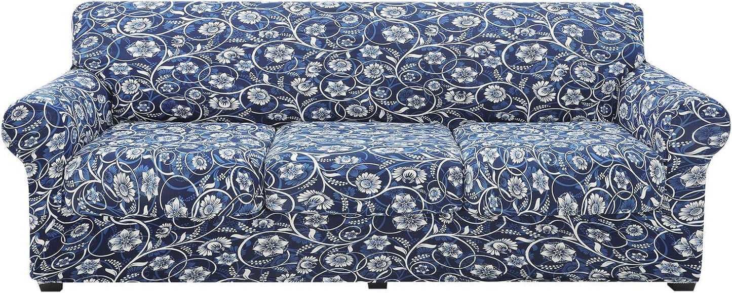 Hyha Floral Pattern Couch Cover for 3 Cushion Sofa - Stretch Fit